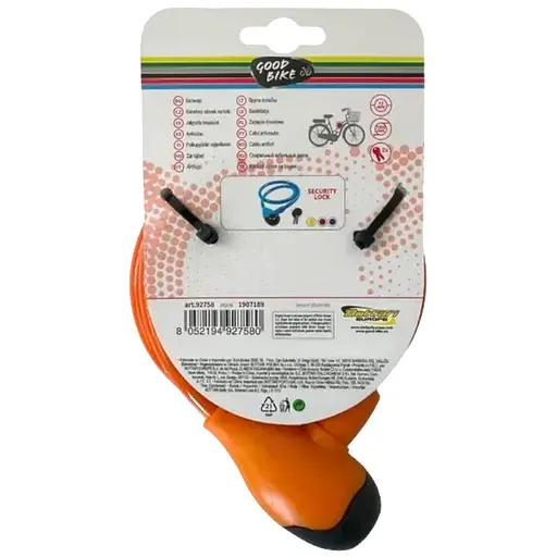 Велозамок Good Bike Security Lock тросовый Ø12 x 1500 мм оранжево-желтый (92758G-IS) - фото 5