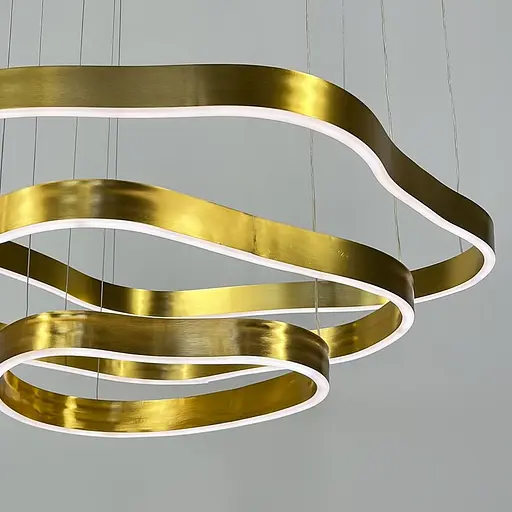 Необычная и эффектная золотая люстра на 3 яруса 80+64+43 см | Ст. PCL006-800*600*400 PGD Line F - фото 2