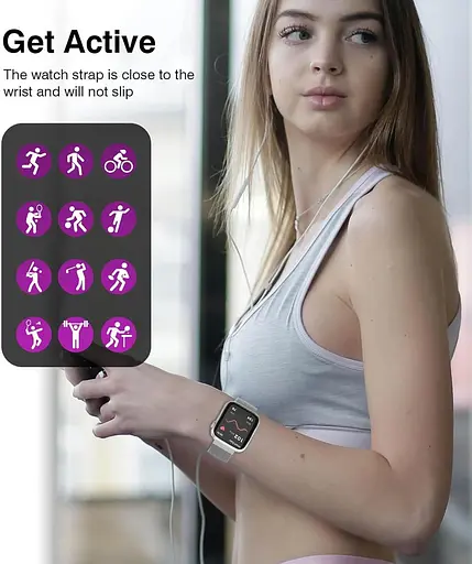 Розумний годинник EarlySincere для жінок з Bluetooth, відповіддю на дзвінок/набором, 1,9-дюймовий HD з повним сенсорним екраном - фото 2