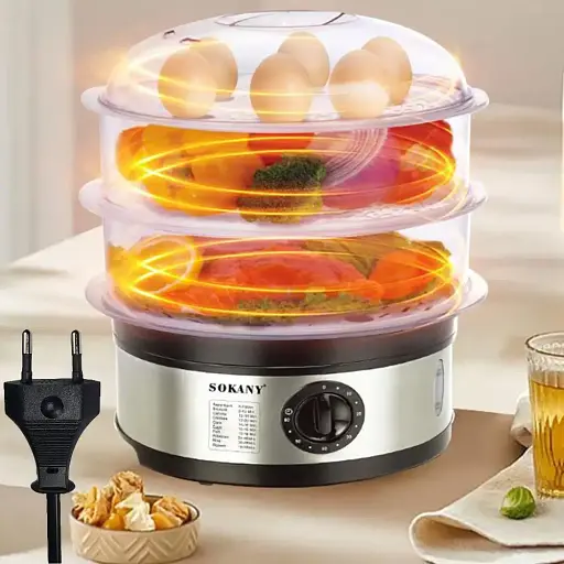 Електрична пароварка Jeep 3-рівнева 650 Вт, 11 л, Sokany SK-07018/Мантоварка електрична/Електропароварка - фото 3