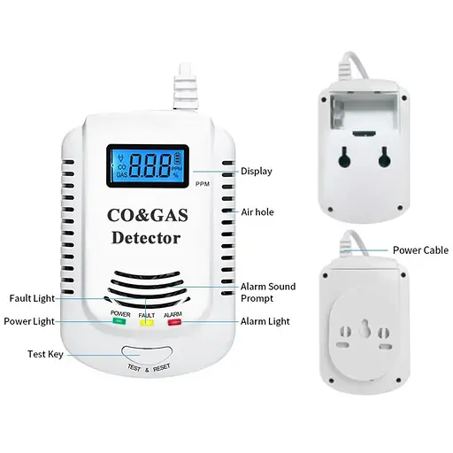 Комбінований датчик чадного газу + природного газу (метан, пропан) з сиреною 2 в 1 FD 808COM (100683) - фото 4