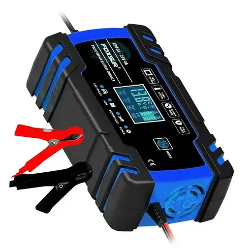 Зарядний пристрій для автомобільного акумулятора Foxsur 12V-24V 8A (Синій) - фото 6