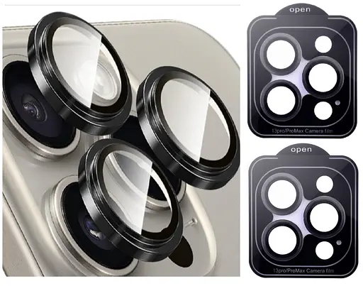 Захисне скло на камеру DK для Apple iPhone 13 Pro Lens Metal Ring Eagle Eye 015729 black 2 шт. - фото 2