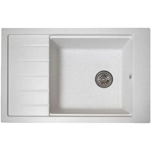 Гранітна кухонна мийка Romzha Patrat 78 Biela (101) з крилом - фото 1