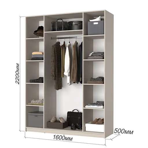 Шафа 4-дверна MebelStar Оскар ДСП BG, стандарт 160x52x220 см Бетон (MBS-4651) - фото 3