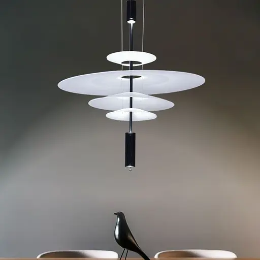 Дизайнерский 4-х ярусный светильник КРЫЛЬЯ СВЕТА с черным основанием Line.F MJ 14-360+680+360+215 BK - фото 1