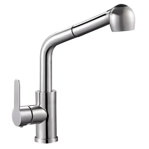 Смеситель для мойки Zegor SAP4-E090 с выдвижной лейкой Нержавеющая сталь 30412 - фото 1