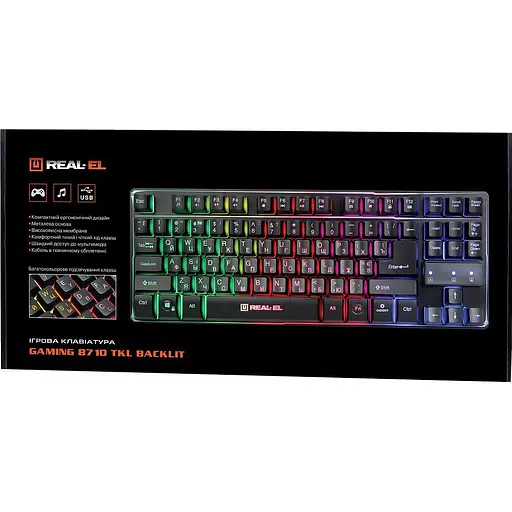 Клавиатура Real-El Gaming 8710 TKL Backlit Black EL123100030 (128766) - фото 7