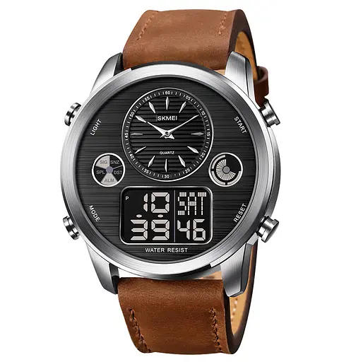 Чоловічий спортивний годинник Skmei 1653 (Коричневі з сріблястим) - фото 2