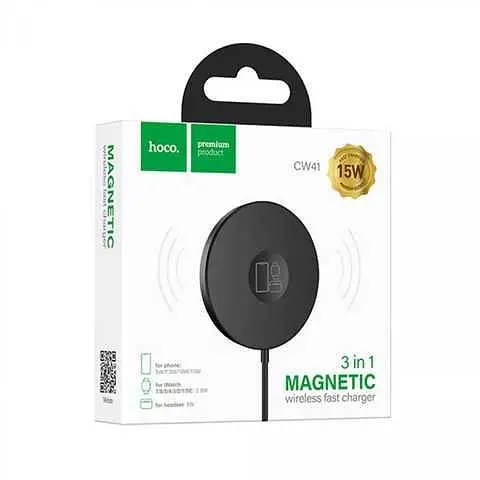 Зарядное устройство для беспроводной связи Hoco CW41 Delight 3-in-1 черный - фото 5