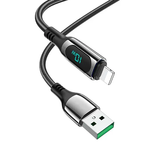 Кабель Hoco S51 с дисплеем USB to Lightning 1,2 м черный - фото 1