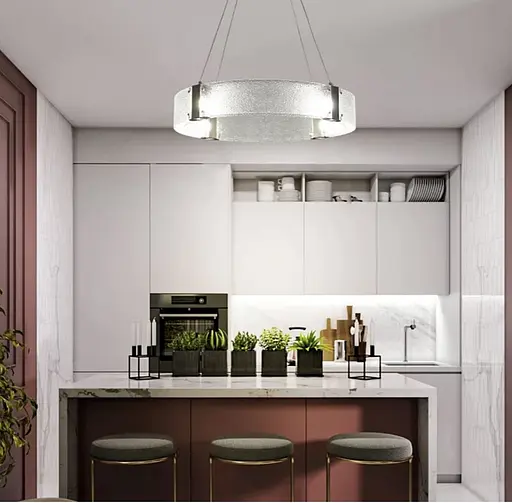 Дизайнерская LED люстра с фактурным стеклом Line.F Диаметр 60см - фото 8