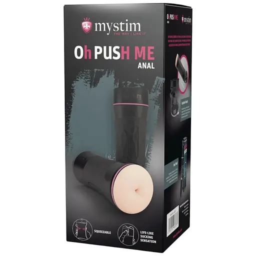 Мастурбатор-попка Mystim O(h) Push Me Anus, можна стискати та регулювати вакуум