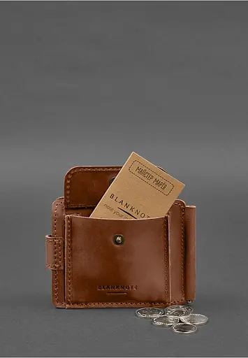 Кожаный портмоне 13.1 зажим с хлястиком светло-коричневый Crazy Horse - фото 8