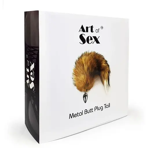 Металева анальна пробка з хвостом із натурального хутра Art of Sex size M Red fox - фото 6