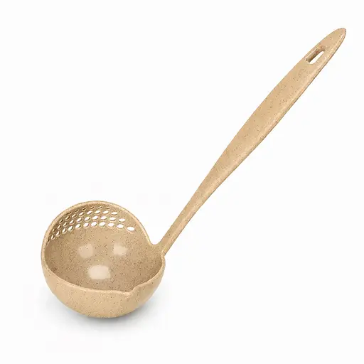 Ополоник-шумівка MagicKitchen 2 в 1 із ситом для супу та проціджування Бежевий 88308 - фото 1