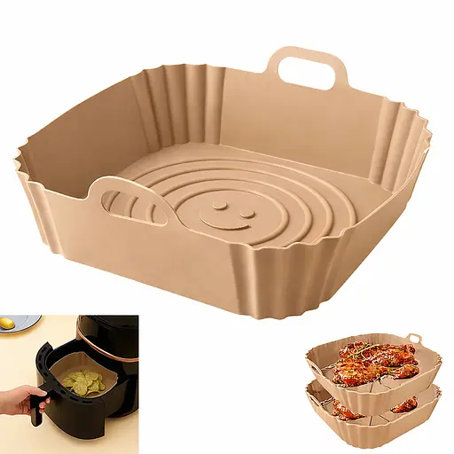 Квадратная силиконовая форма для аэрогриля, духовки и мультипечи 21.5х21.5 см Коричневый 88172 - фото 1