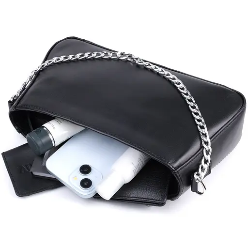 Сумка женская багет Shvigel с цепочкой и съемным ремешком из гладкой натуральной кожи 26.5х15х5.5 см sum0027035 - фото 8