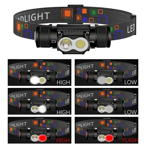 Фонарь налобный аккумуляторный PL-101L 5840 Type-C 1х18650 красный свет (6 режимов) - фото 4
