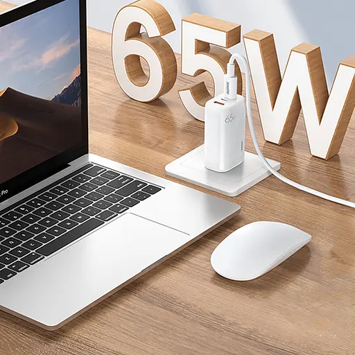 Зарядний адаптер швидка зарядка GaN 65W REMAX RP-U55 PD+QC 1xUSB-A 2xType-C EU Білий - фото 8