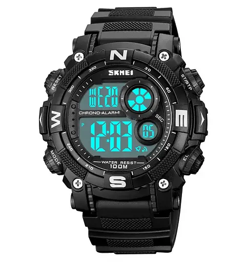 Чоловічий наручний кварцовий годинник Skmei 1887 (Чорний з білим циферблатом) - фото 2