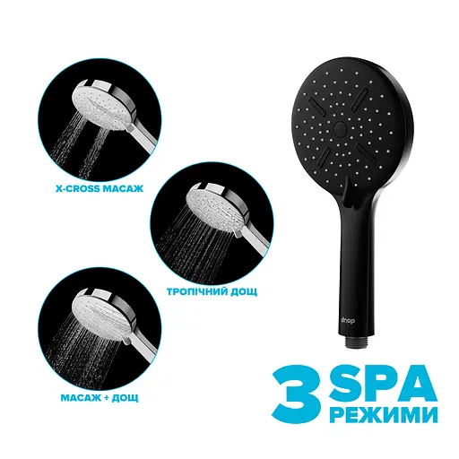 Водосберегающая душевая лейка Drop SPA3F-MULTI120BL "X-Cross" с 3 SPA потоками - Экономия 42% - фото 2