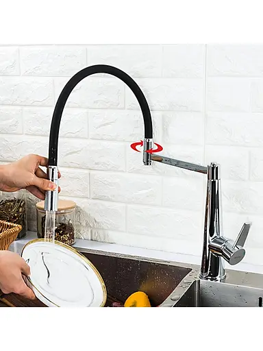 G4398-15 Змішувач для кухні однорич. силикон. гусак лат.корп. шпилька Ø35 чорний/хром Gappo 1/8 Чорний матовий - фото 2