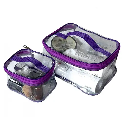 Комплект прозорих косметичок 2 шт (фіолетовий) - фото 1