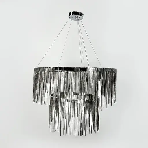 Хромована люстра з ланцюжками на 2 яруси Ø 80+50 см | Line F | Арт. SP07-800+500 - фото 5