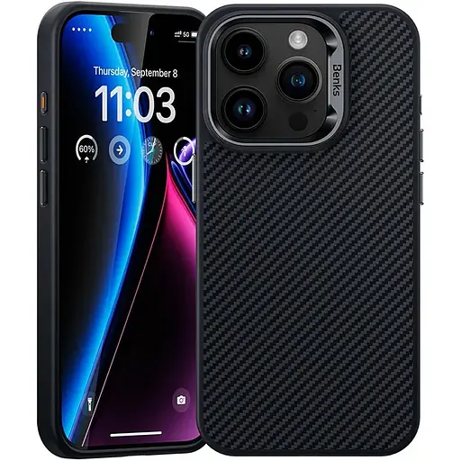 Чохол Benks Montage Armor Air Kevlar Case 600D/1500D MagSafe для Apple iPhone 15 Pro Black [135183]