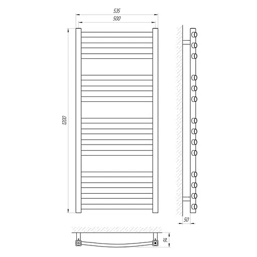 Водяна рушникосушка Laris Гранд П14 500x1200 71207602, Хром - фото 2