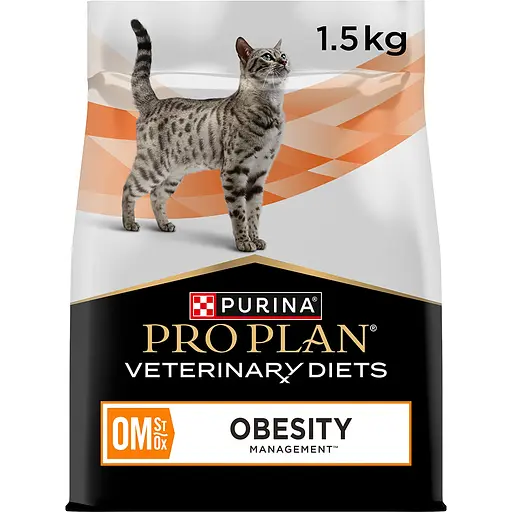 Сухой диетический корм Purina Pro Plan для взрослых кошек для снижения избыточной массы тела VETERINARY DIETS OM Obesity Management St/Ox с курицей 1,5 кг - фото 1