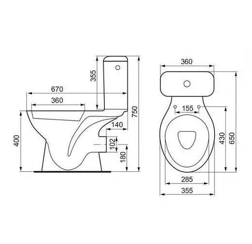 Унітаз-компакт Cersanit Koral 767 011 3/6 л поліпропіленове сидіння з металевим кріпленням 30412 - фото 2