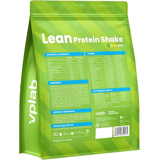 Протеїновий порошок VPLab Lean Protein Shake Банан 750 г - фото 2