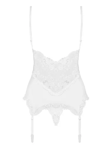 Корсет з підв'язками Obsessive 810-COR-2 L/XL білий - фото 3