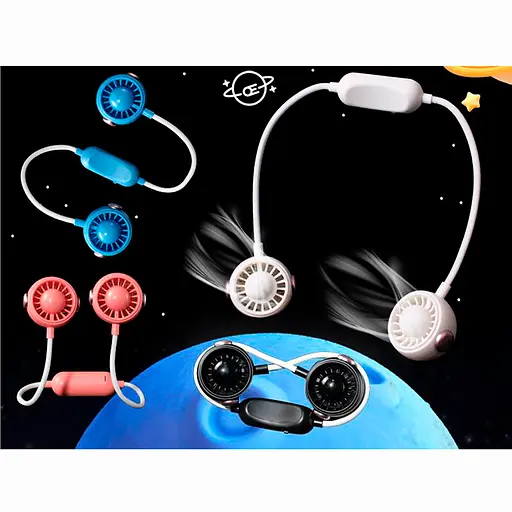 Вентилятор на шию, подвійний, 60 см, 2 режими, USB, MK5672 (В асортименті) - фото 5