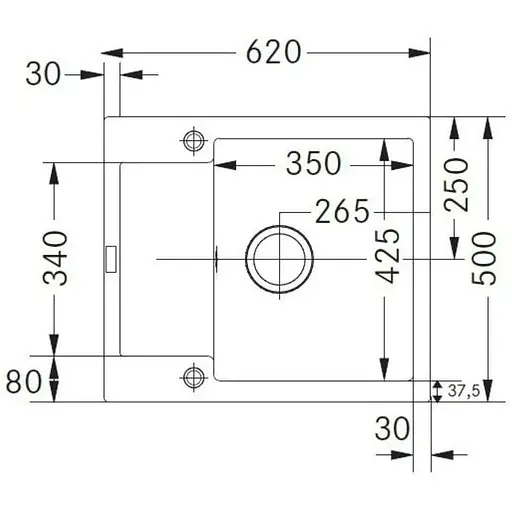 Кухонна мийка Franke Maris, фраграніт, прямокутник, з крилом, 620х500х200мм, чаша - 1, врізна, MRG 611-62, білий - фото 2