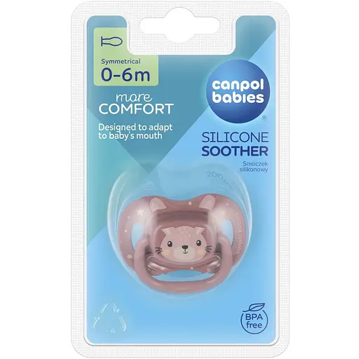 Пустушка Canpol babies Cute Animals силіконова симетрична 0-6 міс. рожева (34/924_pin) - фото 3