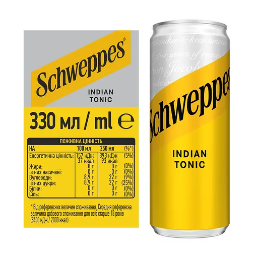 Упаковка напитка Schweppes Indian Tonic безалкогольный сильногазированный 3.96 л (0.33 л x 12 шт.) - фото 3