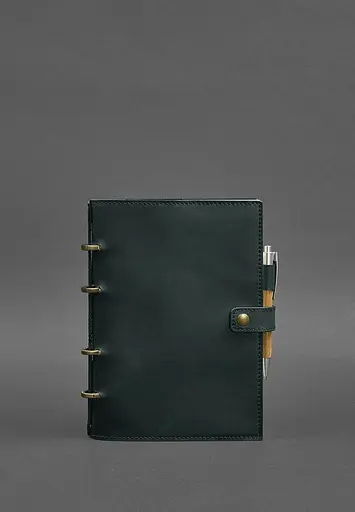 Шкіряний блокнот з датованим блоком (Софт-бук) 9.1 зелений Crazy Horse - фото 2