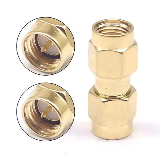 SMA переходник коннектор с SMA male на SMA male со штырьками с 2-х сторон (100934)