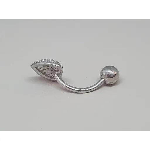 Серебряная серьга для пирсинга пупка Сердечко с фианитами. 7031.1С - фото 3