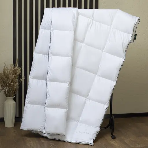 Одеяло пуховое MirSon Imperial Delight, летнее, 215х155 см, белое с зеленым кантом - фото 13