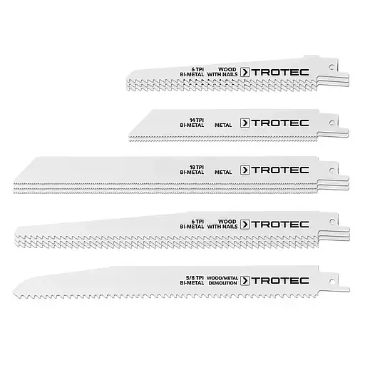 Набор пилочных полотен для пилы сабельной Trotec Wood/Metal Set 12 шт. (DAS302824) - фото 1