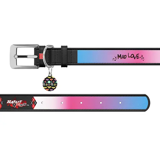 Ошейник для собак кожаный Waudog Design с QR-паспортом "Харли Квин" Ш 12 мм Д 18-24 см черный - фото 3