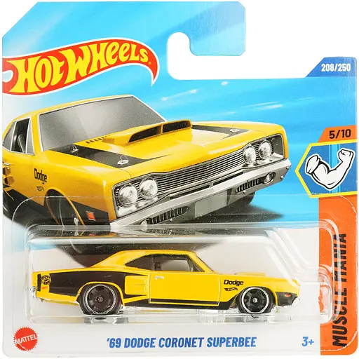 Базовая машинка Hot Wheels Muscle Mania 69 Dodge Coronet Superbee желтая (5785) JBB27-N521   