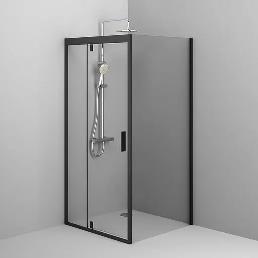 Душевая кабина Am. Pm Gem Square Pivot 90x90 см без поддона black W90UG-404-090BT, прозрачный, черный - фото 3