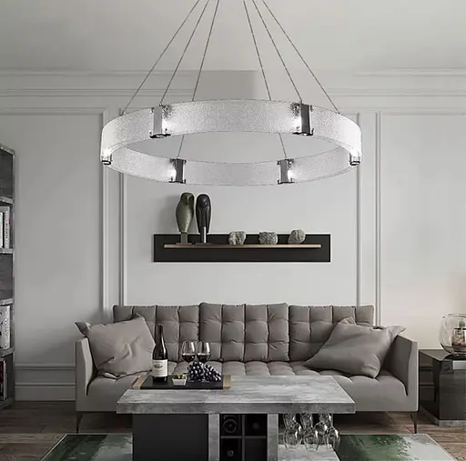 Люстра с подвесным кольцом в черном каркасе Ø 80 см | Line F | Ст. SA42-800 BK - фото 1