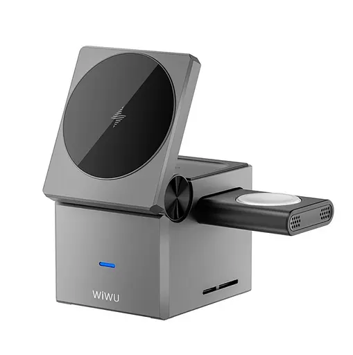 Беспроводное зарядное устройство для WiWU Wi-W030 Small Aquare 3 in 1 Wireless Charger Wi-W030 Серый - фото 1
