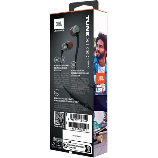 Гарнітура JBL Tune 310C USB-C Black (JBLT310CBLK) (6995501) - фото 7